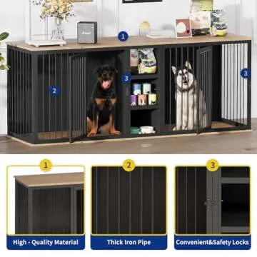 Large Sturdy Dog Crate Furniture for 2 Medium Dogs