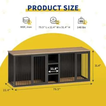 Large Sturdy Dog Crate Furniture for 2 Medium Dogs