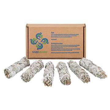 White Sage Smudge Sticks - 6-4" Sage Bundles - Perfect Sage Smudge Stick Smudging Kit Replenishment