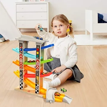 TOP BRIGHT Wooden Car Ramp for Toddlers 1 to 2 Years