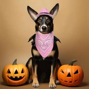 choyaxo Dog Halloween Costumes Pet Cowboy Costume for Dogs Cat Cowboy Hat with Bandana Scarf Set Party Accessories (Pink)