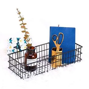 Kaforise Hanging Basket for Wire Wall Grid Panel, Multi-Function Wall Storage and Display Basket, Flower Pots Shelf Balcony Plant Storage Holder, Extra Large Size,15.7"×5.9"×3.9",Black