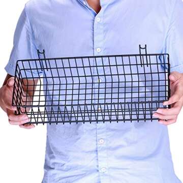 Kaforise Hanging Basket for Wire Wall Grid Panel, Multi-Function Wall Storage and Display Basket, Flower Pots Shelf Balcony Plant Storage Holder, Extra Large Size,15.7"×5.9"×3.9",Black