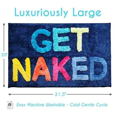 Evovee Get Naked Bath Mat Funny Cute Bathroom Rugs Blue Rainbow Multicolor Colorful Get Naked Rug Sh...