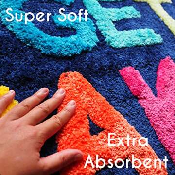 Evovee Get Naked Bath Mat Funny Cute Bathroom Rugs Blue Rainbow Multicolor Colorful Get Naked Rug Shower Bathroom Decor Fun Bath Mat Non-Slip Washable