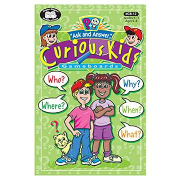 Super Duper Publications | Ask and Answer Curious Kids Questions Laminated Games | Who, What, Where, When, and Why Questions | Educational Learning for Children