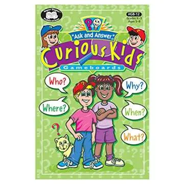 Super Duper Publications | Ask and Answer Curious Kids Questions Laminated Games | Who, What, Where, When, and Why Questions | Educational Learning for Children