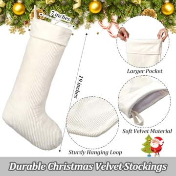 Outus Velvet Christmas Stockings 19 Inch Set of 3