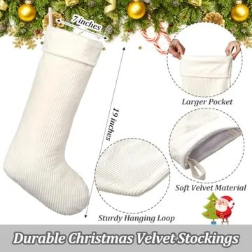 Outus Velvet Christmas Stockings 19 Inch Set of 3