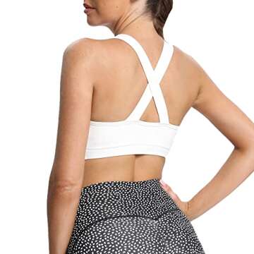 Aoxjox Women's Workout Sports Bras Fitness Padded Lolita Cross Bra Yoga Crop Tank Top (White, Small)