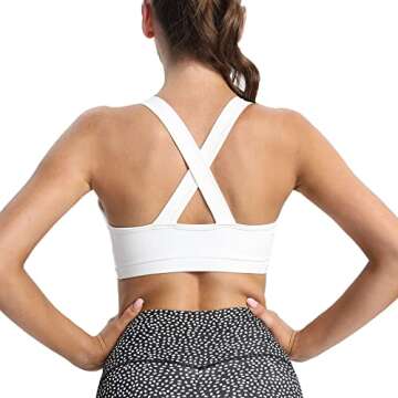 Aoxjox Women's Workout Sports Bras Fitness Padded Lolita Cross Bra Yoga Crop Tank Top (White, Small)