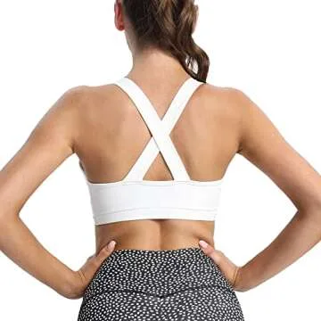 Aoxjox Women's Workout Sports Bras Fitness Padded Lolita Cross Bra Yoga Crop Tank Top (White, Small)