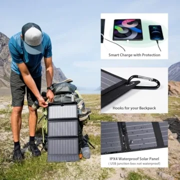 BigBlue 28W Solar Charger with 3 USB Ports for Camping