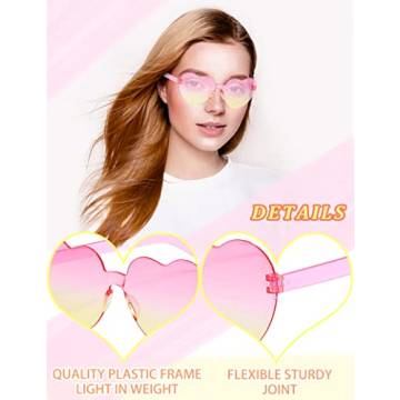Heart Shaped Neon Sunglasses for Parties - 12 Pack