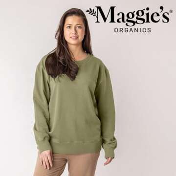 Maggie's Organics 100% Regenerative Cotton Classic Crew Sweatshirt - Crewneck Sweatshirts for Women and Men