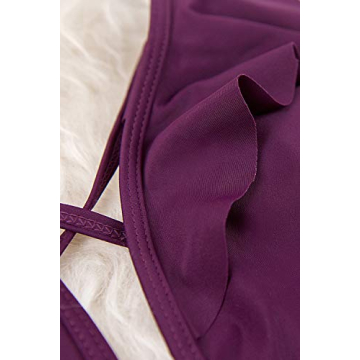 CUPSHE Women's One Piece Swimsuit Ruffle Deep V Neck Strappy Swimwear Bathing Suits