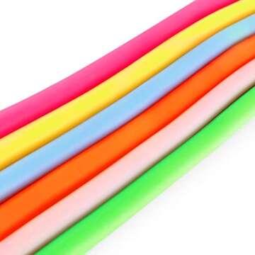 Super Z Outlet Stretchy Jelly String Noodles Thin Rubber Fidget Sensory Toys Set (9.5" to 5 Feet) Calming Relaxing Children Birthday Party Favors and Prizes (12 Pack)