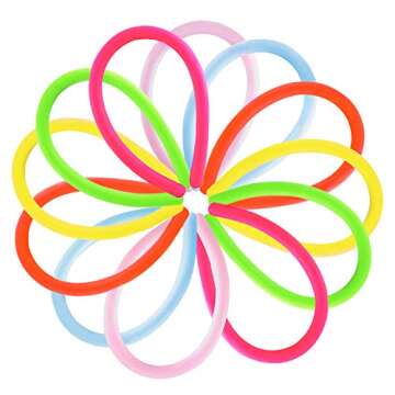 Super Z Outlet Stretchy Jelly String Noodles Thin Rubber Fidget Sensory Toys Set (9.5" to 5 Feet) Calming Relaxing Children Birthday Party Favors and Prizes (12 Pack)