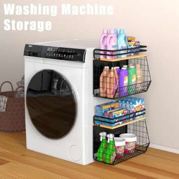 2 Pack Magnetic Spice Storage Rack Organizer for Refrigerator, Magnetic Shelf for Fridge with Wood Lid, Organizer for Kitchen & Laundry, Potato and Onion Storage Bins, Large Container, Strong Magnets