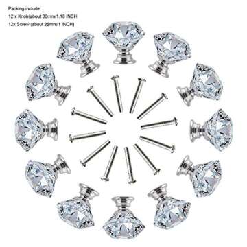 FENSING Elegant Crystal Clear Dresser Knobs Set of 12