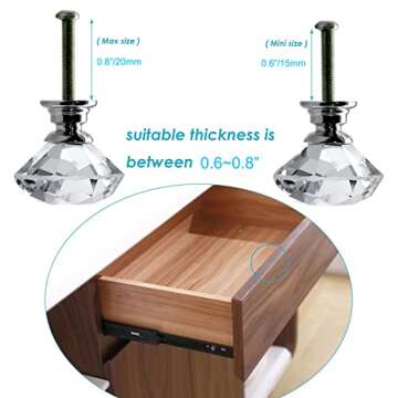 FENSING Elegant Crystal Clear Dresser Knobs Set of 12