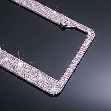 Lord Eagle License Plate Frames with GiftBox and 7 Shiny Crystal Rows,Over 1050 pcs 14 Facets SS16 Finest Handcrafted Luxury (AB Colorful Rhinestones)2 Pack