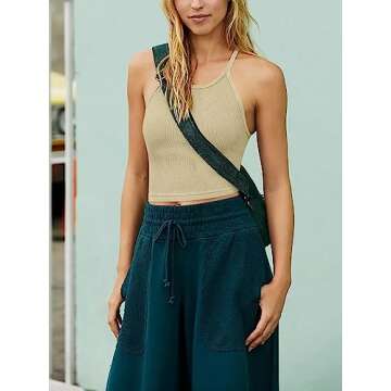 Womens Sports Bra Cute Workout Long Tank Tops Fitness Yoga Padded Bra Camisole Crop Tops for Teen Girls(Beige Large)