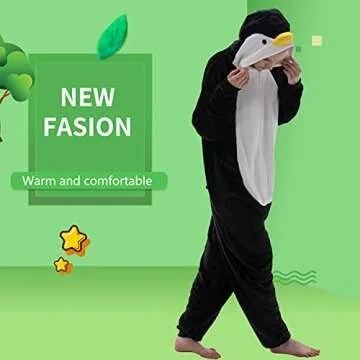 COSUSKET Snug Fit Unisex Adult Onesie Pajamas, Flannel Cosplay Animal One Piece Halloween Costume Sleepwear Homewear Penguin