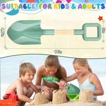 Durable Wood Handle Beach Shovel Toy - Safe Kids Spade for Sand & Snow Fun
