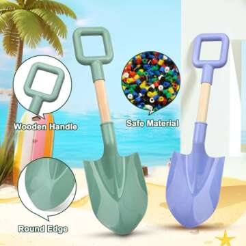 Wood Handle Beach Shovel Toy for Kids Ages 4-12