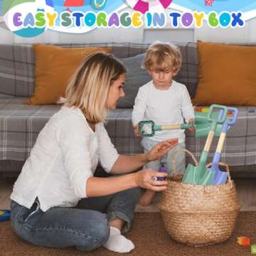 Wood Handle Beach Shovel Toy for Kids Ages 4-12