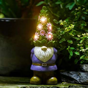 Nacome Solar Gnome Statue - Charming Garden Decor for Any Space