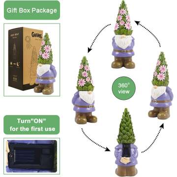 Nacome Solar Gnome Statue - Unique Garden Decor