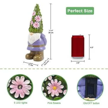 Nacome Solar Gnome Statue - Unique Garden Decor