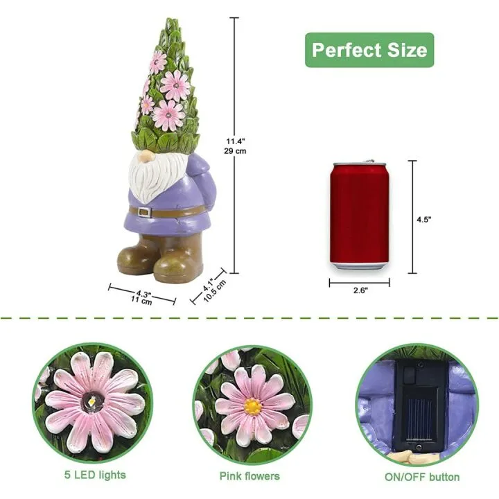 Nacome Solar Gnome Statue - Unique Garden Decor