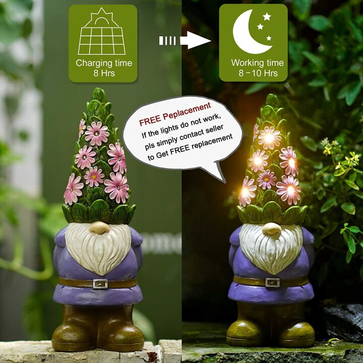 Nacome Solar Gnome Statue - Unique Garden Decor