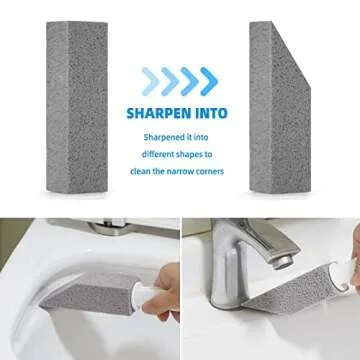 Omszte 2Pack Pumice Stone Toilet Bowl Cleaning with Handle, Scouring Stick Powerfully Cleans Away Limescale Stain, Hard Water Rings, Calcium Buildup, Suitable for Tiles, BBQ Grill, Bath tubs