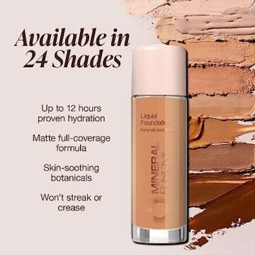 Mineral Fusion Full Coverage Foundation, Liquid Foundation - Warm 2- Medium Complexion w/Golden Unde...
