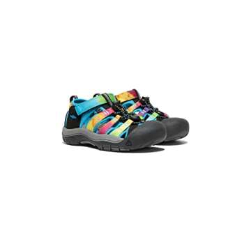 KEEN Newport H2 Closed Toe Water Sandals for Big Kids - Rainbow Tie Dye, Size 4 US