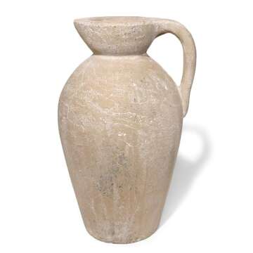 Cloudroot Rustic Ceramic Farmhouse Vase With Handle,Terracotta 12 Inch Large Vintage Pottery| Pampas Grass, Flowers Living Room Bedroom Mantle Centerpieces,Aesthetic Neutral Decorative Boho Home Decor