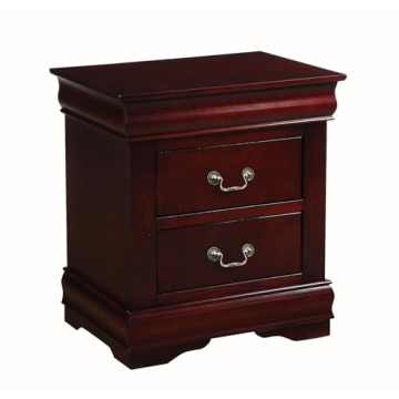 Henf Nightstand with 2 Drawers Traditional Rectangular Side Table, Bedside Table with Metal Ring Han...