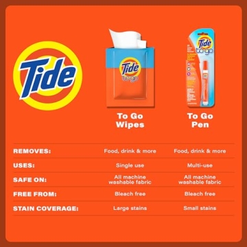 Tide Stain Remover Wipes, Instant Stain Remover for Clothes