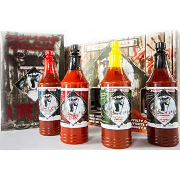 Zombie Cajun Hot Sauce Gift Sets - 4 Full Size (6oz) Bottles of Traditional Creole Slow Cooked Louis...