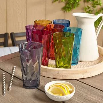 Reusable 20oz Colorful Plastic Cups | Set of 8 | USA Made
