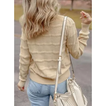 EVALESS Cardigan Sweaters for Women Lightweight Khaki Cardigan Trendy 2024 Cute Crochet Tops Dressy Casual Fall Long Sleeve Open Front Short Cashmere Cardigan Sweater Winter Outerwear Coat, Small