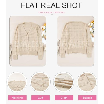 EVALESS Cardigan Sweaters for Women Lightweight Khaki Cardigan Trendy 2024 Cute Crochet Tops Dressy Casual Fall Long Sleeve Open Front Short Cashmere Cardigan Sweater Winter Outerwear Coat, Small