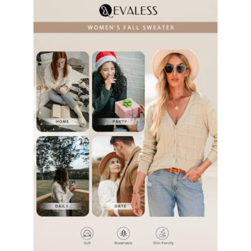 EVALESS Cardigan Sweaters for Women Lightweight Khaki Cardigan Trendy 2024 Cute Crochet Tops Dressy Casual Fall Long Sleeve Open Front Short Cashmere Cardigan Sweater Winter Outerwear Coat, Small