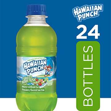 Hawaiian Punch Green Berry Rush Fruit Juice Drink, 10 Fl Oz Bottles, 24 Count (4 Packs Of 6), Ready-to-drink, On-the-go, Caffeine-free, Carbonation-free, Gluten-free, Excellent Source Of Vitamin C