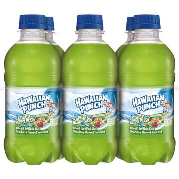 Hawaiian Punch Green Berry Rush Fruit Juice Drink, 10 Fl Oz Bottles, 24 Count (4 Packs Of 6), Ready-to-drink, On-the-go, Caffeine-free, Carbonation-free, Gluten-free, Excellent Source Of Vitamin C