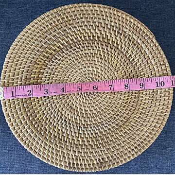 Handmade Rattan Round Woven Basket, Round Serving Tray with Handles, Food Serving Baskets, Basket, Great To Display Bread Or Fruit (10.6", 1pc)